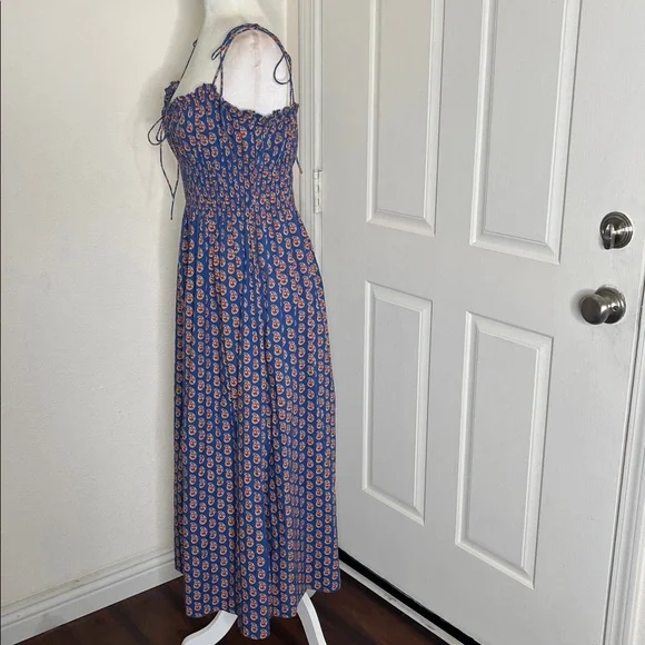 Doen Rhoda Organic Cotton Poplin Sundress Women's M Mazarine Sunrise Paisley - Picture 10 of 16